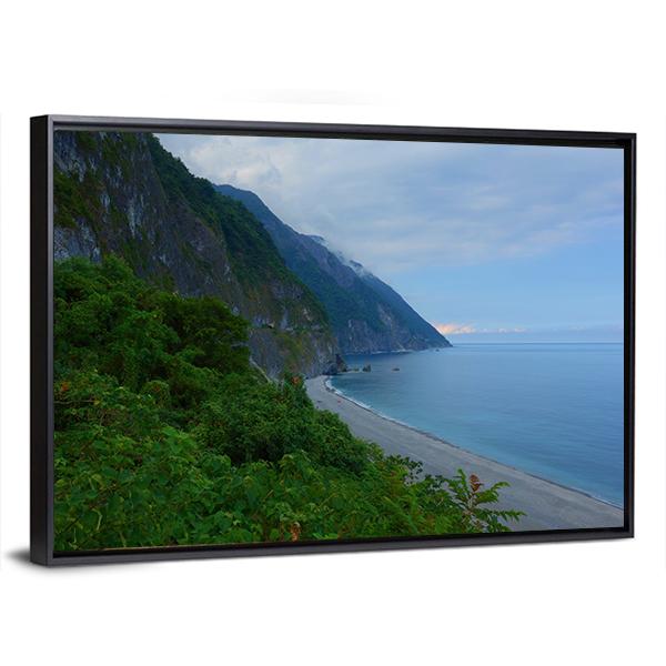 Scenery Of Cliffs Near Sea In Taiwan Canvas Wall Art-3 Horizontal-Gallery Wrap-25" x 16"-Tiaracle