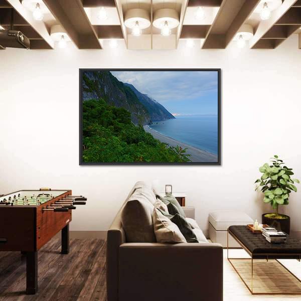 Scenery Of Cliffs Near Sea In Taiwan Canvas Wall Art-3 Horizontal-Gallery Wrap-25" x 16"-Tiaracle