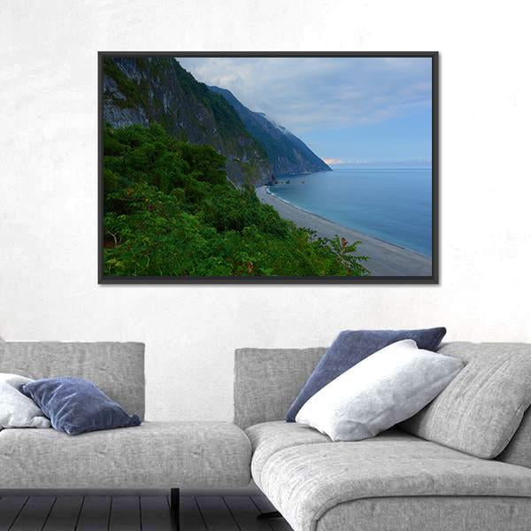 Scenery Of Cliffs Near Sea In Taiwan Canvas Wall Art-3 Horizontal-Gallery Wrap-25" x 16"-Tiaracle