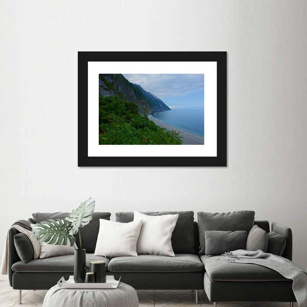 Scenery Of Cliffs Near Sea In Taiwan Canvas Wall Art-3 Horizontal-Gallery Wrap-25" x 16"-Tiaracle