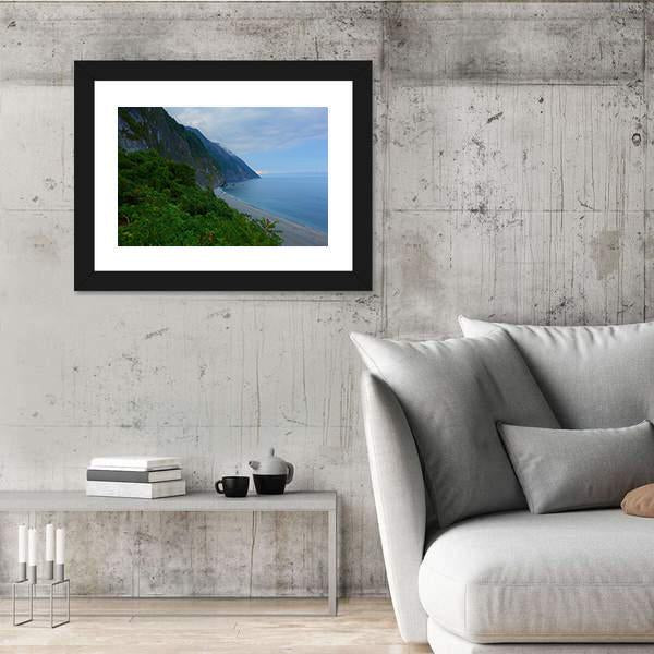Scenery Of Cliffs Near Sea In Taiwan Canvas Wall Art-3 Horizontal-Gallery Wrap-25" x 16"-Tiaracle