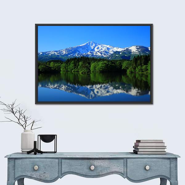 Scenery Of Green Mt Chokai Canvas Wall Art-1 Piece-Floating Frame-24" x 16"-Tiaracle