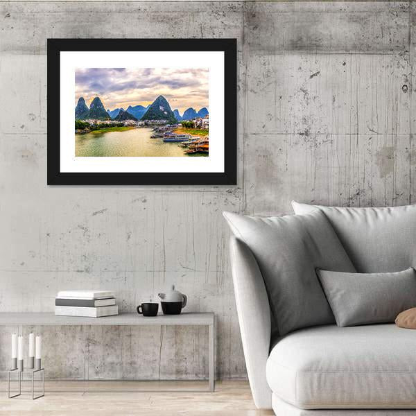 Scenery Of Guilin Canvas Wall Art-5 Horizontal-Gallery Wrap-22" x 12"-Tiaracle