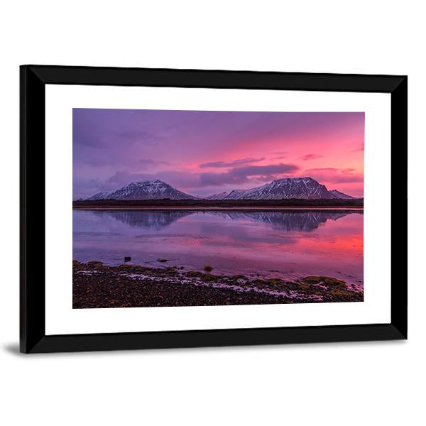 Scenery Of Mountains With Lake At Sunset Canvas Wall Art-3 Horizontal-Gallery Wrap-25" x 16"-Tiaracle