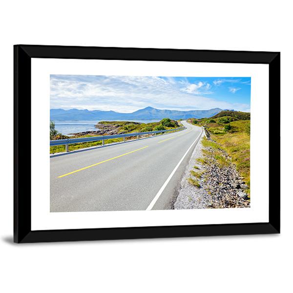 Scenic Atlantic Ocean Road In Norway Canvas Wall Art-3 Horizontal-Gallery Wrap-25" x 16"-Tiaracle