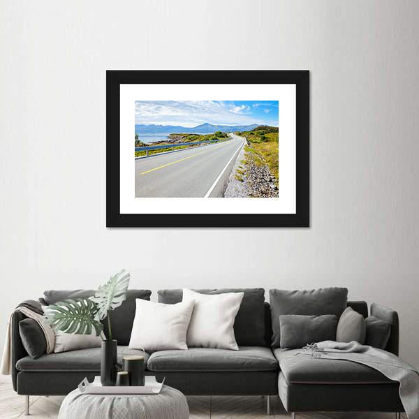 Scenic Atlantic Ocean Road In Norway Canvas Wall Art-3 Horizontal-Gallery Wrap-25" x 16"-Tiaracle