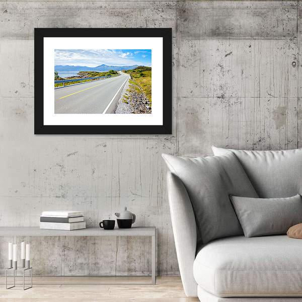 Scenic Atlantic Ocean Road In Norway Canvas Wall Art-3 Horizontal-Gallery Wrap-25" x 16"-Tiaracle