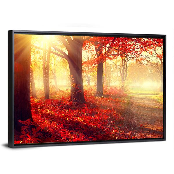 Scenic Autumn Forest Canvas Wall Art-3 Horizontal-Gallery Wrap-25" x 16"-Tiaracle