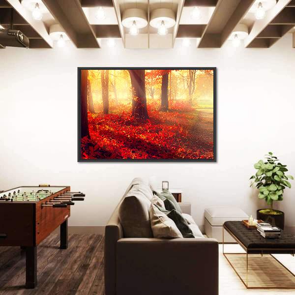 Scenic Autumn Forest Canvas Wall Art-3 Horizontal-Gallery Wrap-25" x 16"-Tiaracle