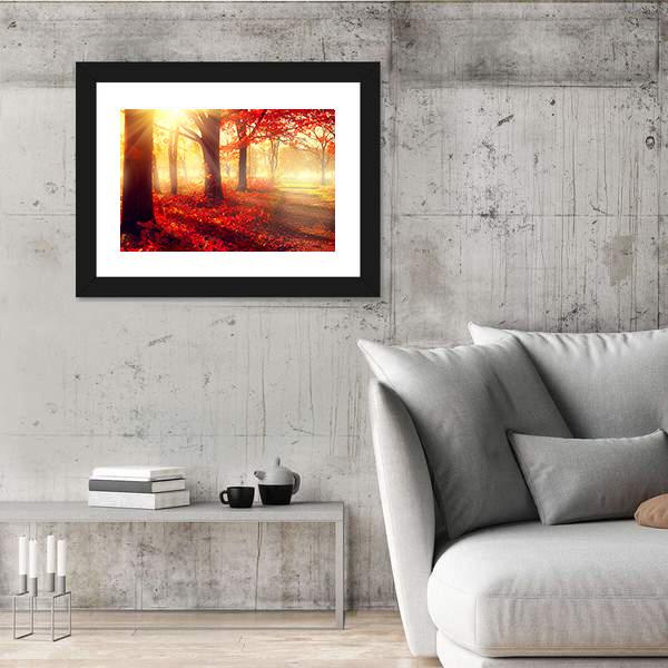 Scenic Autumn Forest Canvas Wall Art-3 Horizontal-Gallery Wrap-25" x 16"-Tiaracle