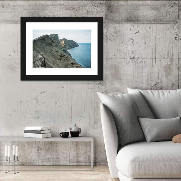 Scenic Calm Seashore With Crimean Mountains Ridge Canvas Wall Art-3 Horizontal-Gallery Wrap-25" x 16"-Tiaracle