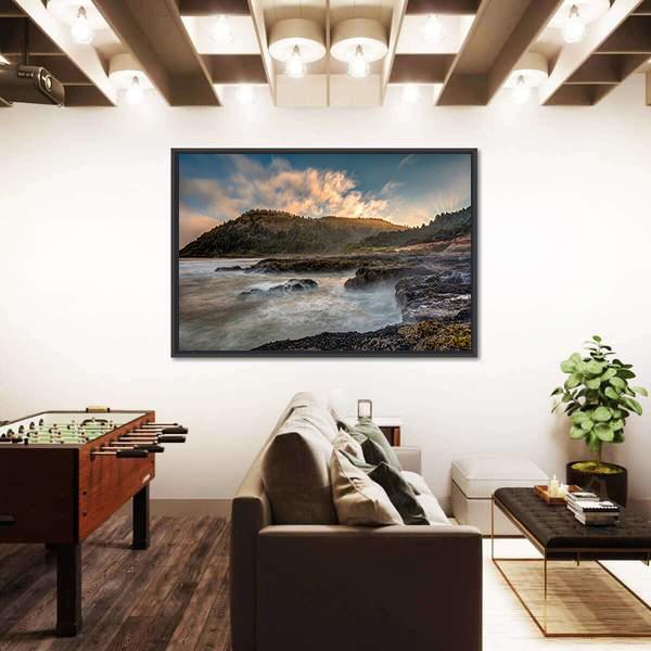 Scenic Cape Perpetua On The Oregon Coast Canvas Wall Art-1 Piece-Floating Frame-24" x 16"-Tiaracle