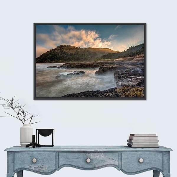 Scenic Cape Perpetua On The Oregon Coast Canvas Wall Art-5 Horizontal-Gallery Wrap-22" x 12"-Tiaracle