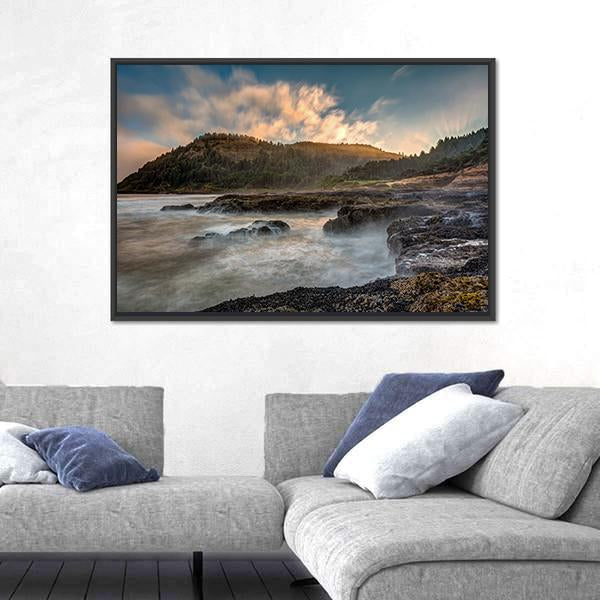 Scenic Cape Perpetua On The Oregon Coast Canvas Wall Art-5 Horizontal-Gallery Wrap-22" x 12"-Tiaracle