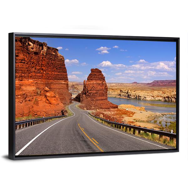 Scenic Desert Drive Canvas Wall Art-3 Horizontal-Gallery Wrap-25" x 16"-Tiaracle