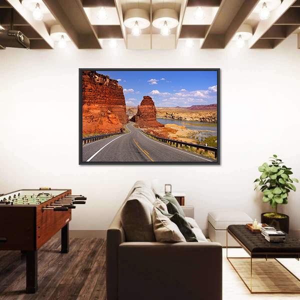 Scenic Desert Drive Canvas Wall Art-3 Horizontal-Gallery Wrap-25" x 16"-Tiaracle