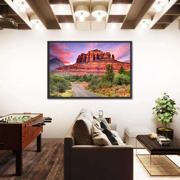 Scenic Drive Through Sedona Arizona Canvas Wall Art-1 Piece-Floating Frame-36" x 24"-Tiaracle