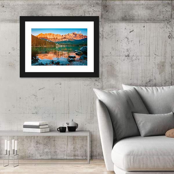 Scenic Famous Lake Eibsee Canvas Wall Art-3 Horizontal-Gallery Wrap-25" x 16"-Tiaracle