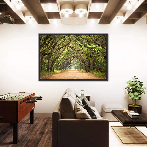 Scenic Forest With Spanish Moss Edisto Island Canvas Wall Art-1 Piece-Floating Frame-24&quot; x 16&quot;-Tiaracle