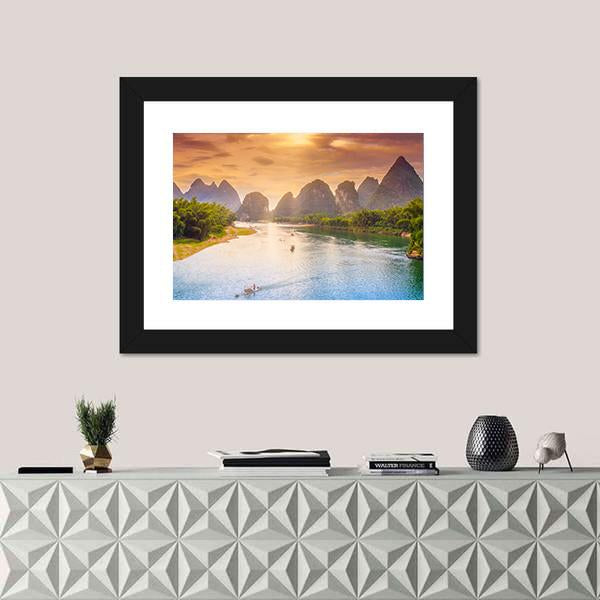 Scenic Guilin Scenery Canvas Wall Art-1 Piece-Framed Print-20" x 16"-Tiaracle