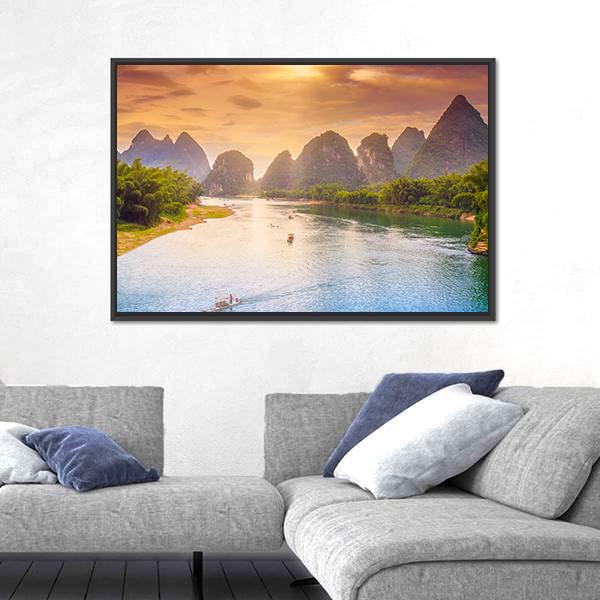 Scenic Guilin Scenery Canvas Wall Art-5 Horizontal-Gallery Wrap-22" x 12"-Tiaracle