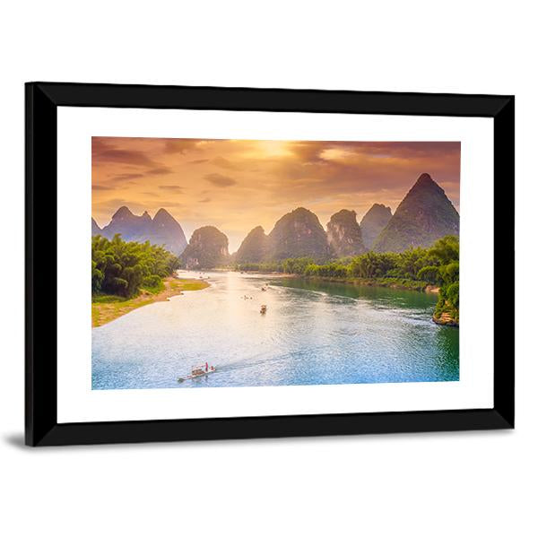 Scenic Guilin Scenery Canvas Wall Art-5 Horizontal-Gallery Wrap-22" x 12"-Tiaracle