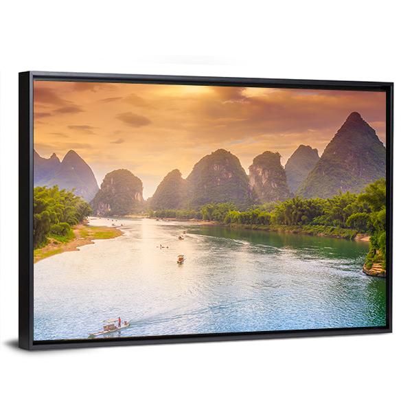 Scenic Guilin Scenery Canvas Wall Art-5 Horizontal-Gallery Wrap-22" x 12"-Tiaracle