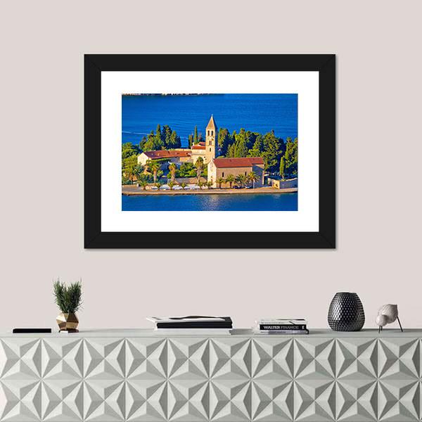 Scenic Island Of Vis Church Canvas Wall Art-1 Piece-Framed Print-20" x 16"-Tiaracle