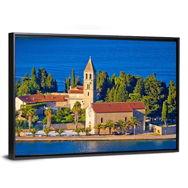 Scenic Island Of Vis Church Canvas Wall Art-3 Horizontal-Gallery Wrap-25" x 16"-Tiaracle