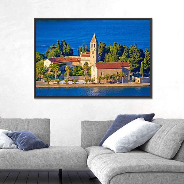 Scenic Island Of Vis Church Canvas Wall Art-3 Horizontal-Gallery Wrap-25" x 16"-Tiaracle