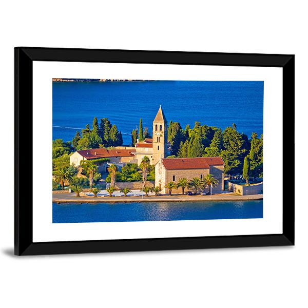 Scenic Island Of Vis Church Canvas Wall Art-3 Horizontal-Gallery Wrap-25" x 16"-Tiaracle
