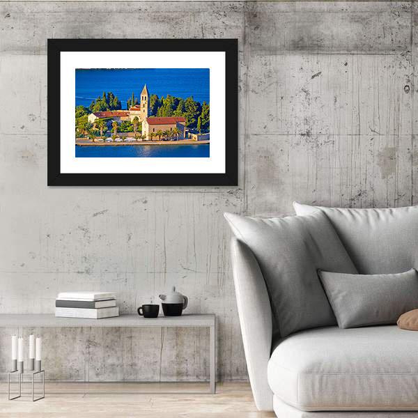 Scenic Island Of Vis Church Canvas Wall Art-3 Horizontal-Gallery Wrap-25" x 16"-Tiaracle