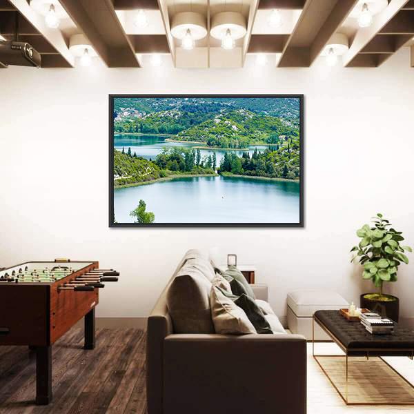 Scenic Lake In Croatia Canvas Wall Art-1 Piece-Floating Frame-36" x 24"-Tiaracle