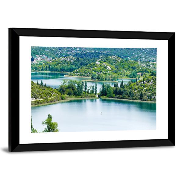 Scenic Lake In Croatia Canvas Wall Art-5 Horizontal-Gallery Wrap-22" x 12"-Tiaracle