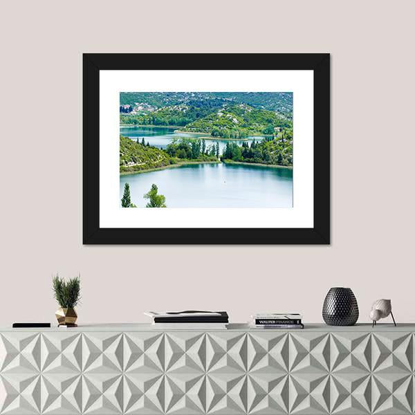Scenic Lake In Croatia Canvas Wall Art-5 Horizontal-Gallery Wrap-22" x 12"-Tiaracle