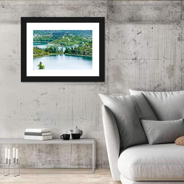 Scenic Lake In Croatia Canvas Wall Art-5 Horizontal-Gallery Wrap-22" x 12"-Tiaracle