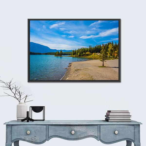Scenic Lake Two Jack Canvas Wall Art-1 Piece-Floating Frame-24" x 16"-Tiaracle