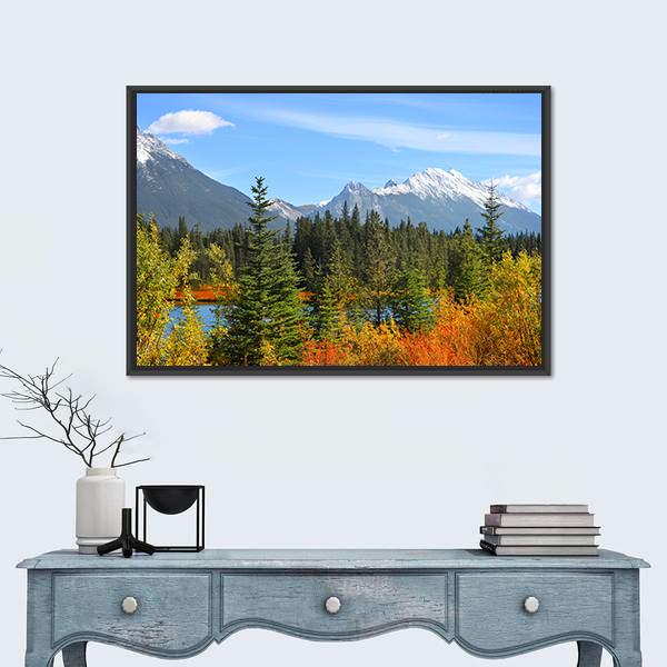Scenic Landscape In Alberta Canada Canvas Wall Art-1 Piece-Floating Frame-24" x 16"-Tiaracle