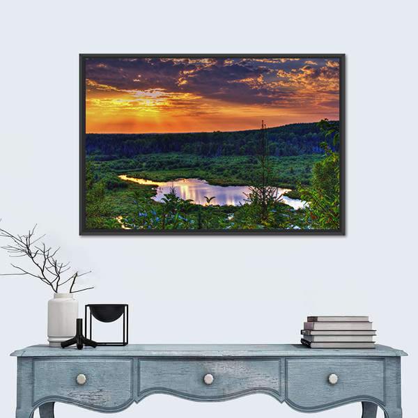 Scenic Overlook In The Ottawa National Forest Canvas Wall Art-1 Piece-Floating Frame-24" x 16"-Tiaracle