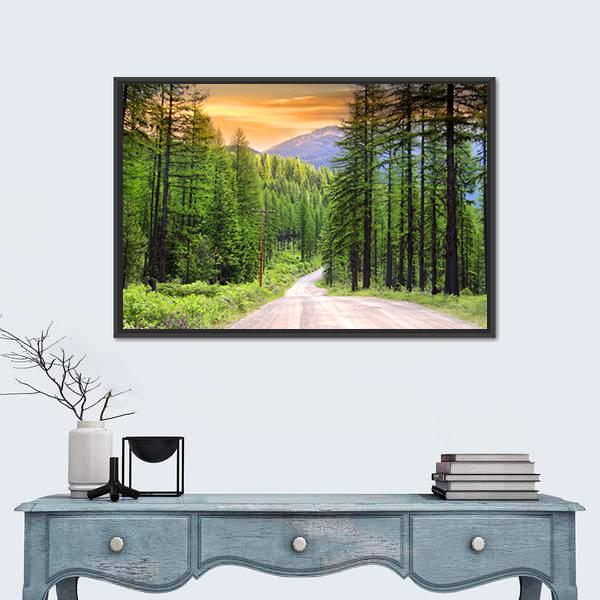 Scenic Rural Drive In Montana Canvas Wall Art-1 Piece-Floating Frame-24" x 16"-Tiaracle
