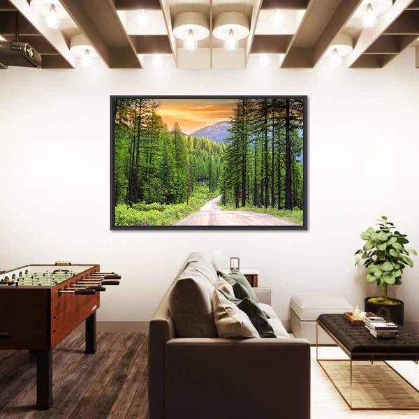 Scenic Rural Drive In Montana Canvas Wall Art-5 Horizontal-Gallery Wrap-22" x 12"-Tiaracle