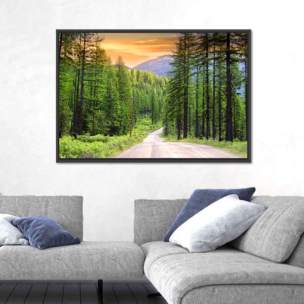 Scenic Rural Drive In Montana Canvas Wall Art-5 Horizontal-Gallery Wrap-22" x 12"-Tiaracle