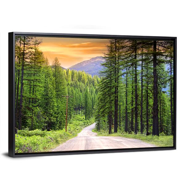 Scenic Rural Drive In Montana Canvas Wall Art-5 Horizontal-Gallery Wrap-22" x 12"-Tiaracle