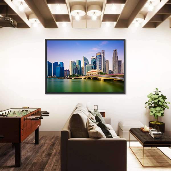 Scenic Singapore Skyline Canvas Wall Art-1 Piece-Floating Frame-36" x 24"-Tiaracle