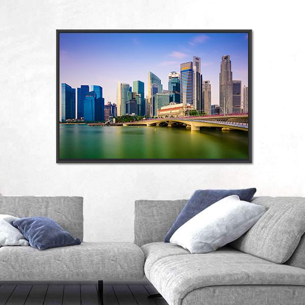 Scenic Singapore Skyline Canvas Wall Art-5 Horizontal-Gallery Wrap-22" x 12"-Tiaracle