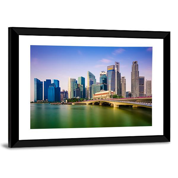 Scenic Singapore Skyline Canvas Wall Art-5 Horizontal-Gallery Wrap-22" x 12"-Tiaracle