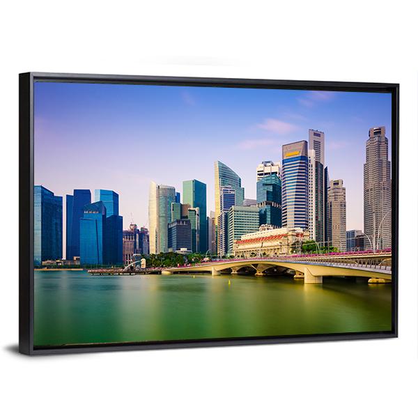 Scenic Singapore Skyline Canvas Wall Art-5 Horizontal-Gallery Wrap-22" x 12"-Tiaracle