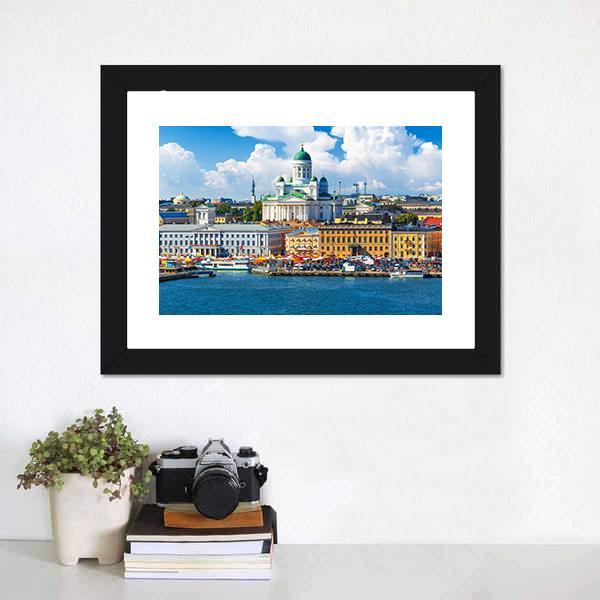 Scenic Summer Market Square Canvas Wall Art-1 Piece-Framed Print-20" x 16"-Tiaracle