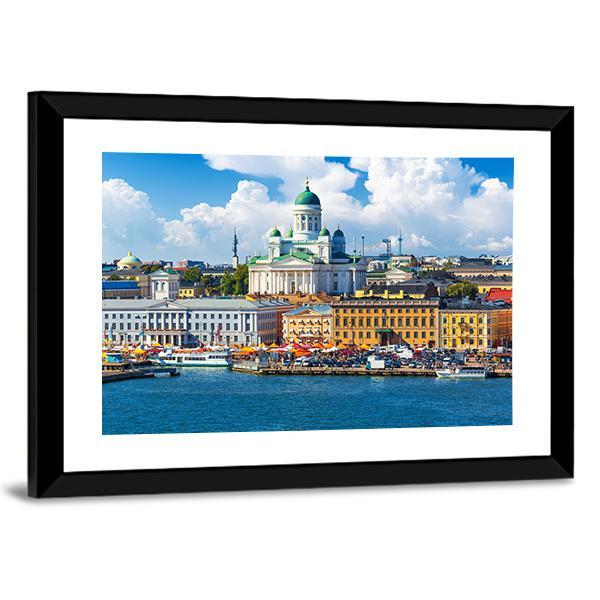 Scenic Summer Market Square Canvas Wall Art-5 Horizontal-Gallery Wrap-22" x 12"-Tiaracle