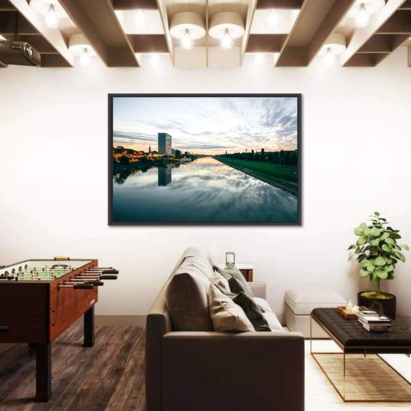 Scenic Sunset Over A River Canvas Wall Art-3 Horizontal-Gallery Wrap-25" x 16"-Tiaracle